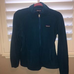 Turquoise Patagonia fleece zip up sweater